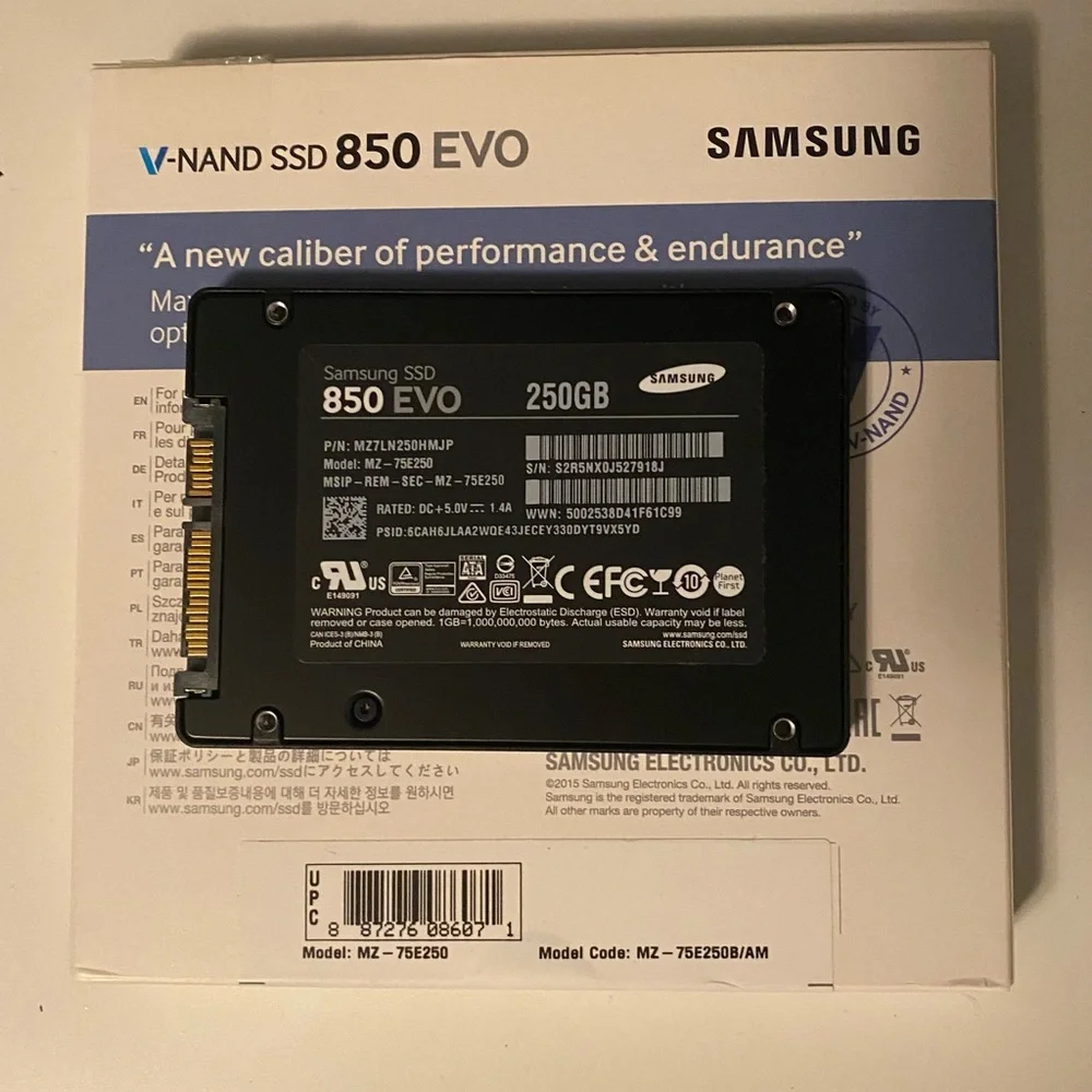Samsung V-NAND SSD 850 EVO 250 GB Internal 2.5” Drive MZ-75E250